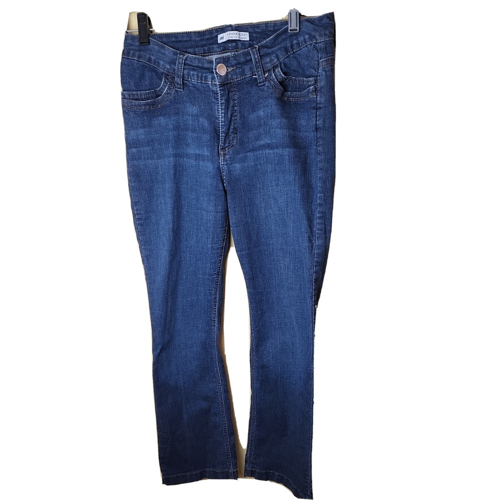Lee Slender Secret Straight Leg Blue Jeans Studded Back Pocket Medium Wash 31x28